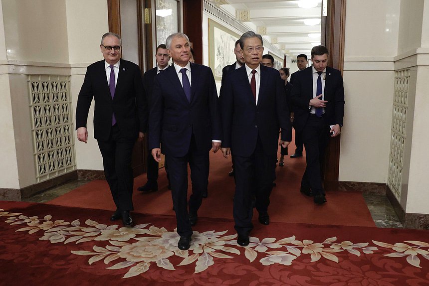 Chairman of the State Duma Vyacheslav Volodin and Chairman of the Standing Committee of the National People's Congress Zhao Leji