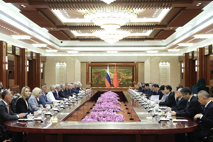Meeting of Chairman of the State Duma Vyacheslav Volodin and Chairman of the Standing Committee of the National People's Congress Zhao Leji