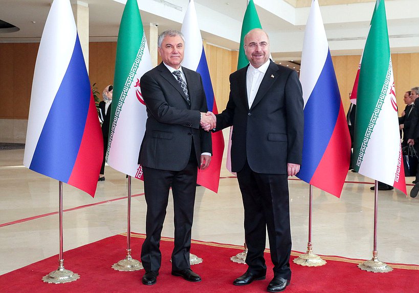 Chairman of the State Duma Vyacheslav Volodin and Speaker of the Islamic Consultative Assembly of the Islamic Republic of Iran Mohammad Bagher Ghalibaf