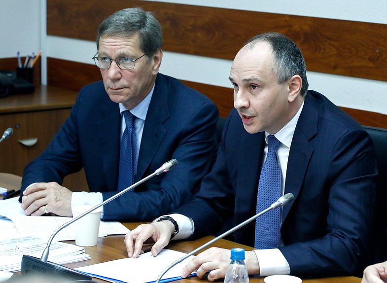 Первый заместитель Председателя Государственной Думы Александр Жуков и Председатель Счетной палаты РФ Борис Ковальчук