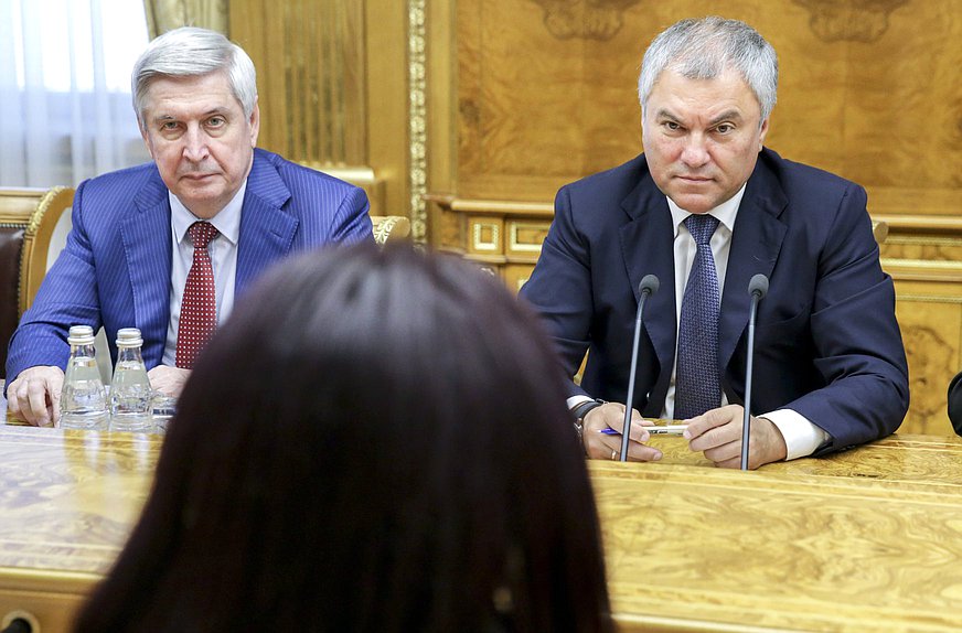 Chairman of the State Duma Viacheslav Volodin and First Deputy Chairman of the State Duma Ivan Melnikov