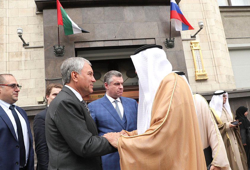 Chairman of the State Duma Vyacheslav Volodin and Speaker of the Federal National Council of the United Arab Emirates Saqr Ghobash