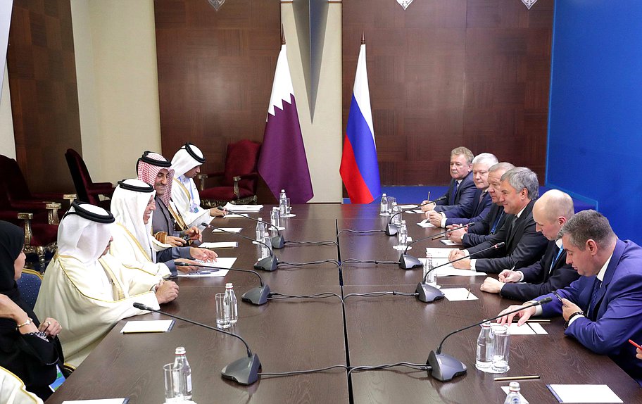 Meeting of Chairman of the State Duma Viacheslav Volodin and Chairman of Qatar’s Advisory Council Ahmad bin Abdullah Al Mahmoud