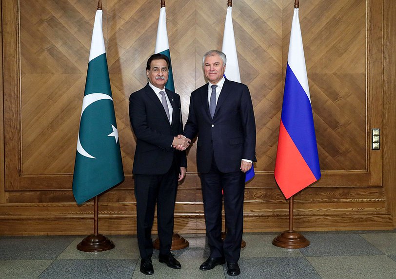 Chairman of the State Duma Vyacheslav Volodin and Speaker of the National Assembly of the Islamic Republic of Pakistan Sardar Ayaz Sadiq