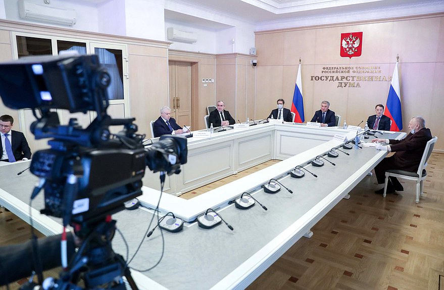 Meeting of Chairman of the State Duma Viacheslav Volodin with Head of the Bank of Russia Elvira Nabiullina on banking issues held via videoconference