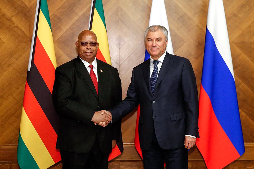 Speaker of the National Assembly of the Republic of Zimbabwe Jacob Mudenda and Chairman of the State Duma Vyacheslav Volodin