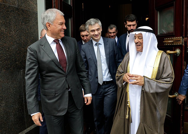 Chairman of Shura Council of the Kingdom of Bahrain Ali Bin Saleh Al Saleh and Chairman of the State Duma Vyacheslav Volodin