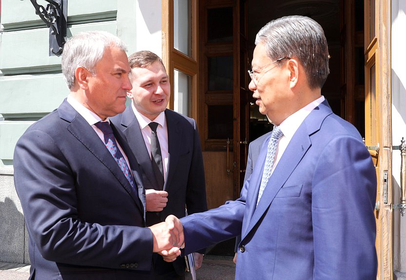 Chairman of the State Duma Vyacheslav Volodin and Chairman of the Standing Committee of the National People's Congress Zhao Leji