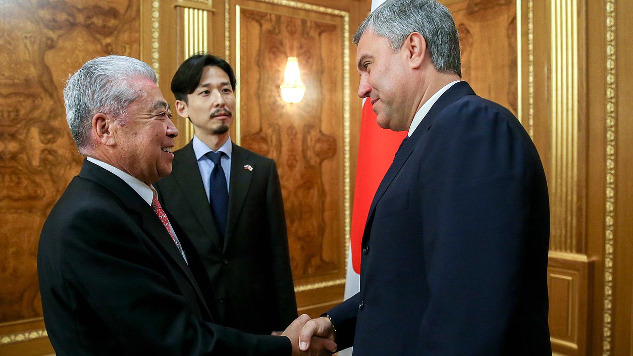 Chairman of the State Duma Viacheslav Volodin and Chairman of the House of Councilors of the Japanese Parliament Chūichi Date