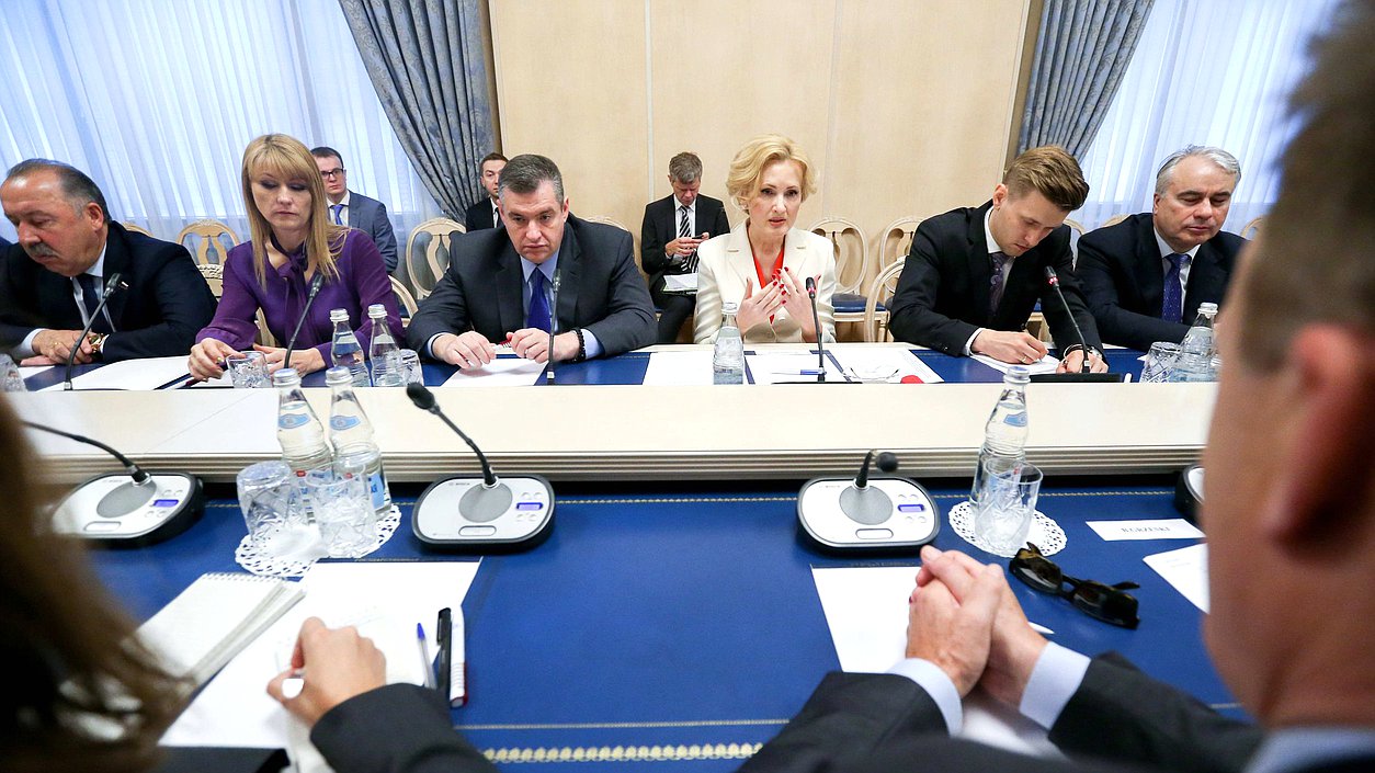 Meeting of Deputy Chairperson of the State Duma Irina Iarovaia and members of the ”friendship group“ of Russia and Germany with the delegation of the German Bundestag headed by Vice President Thomas Oppermann