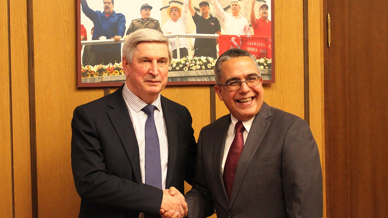 First Deputy Chairman of the State Duma Ivan Melnikov and First Deputy Minister of Foreign Affairs of the Republic of Cuba Marcelino Medina González