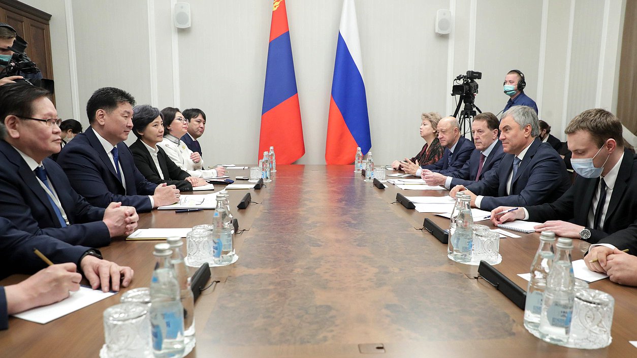 Meeting of Chairman of the State Duma Vyacheslav Volodin and President of Mongolia Ukhnaagiin Khurelsukh