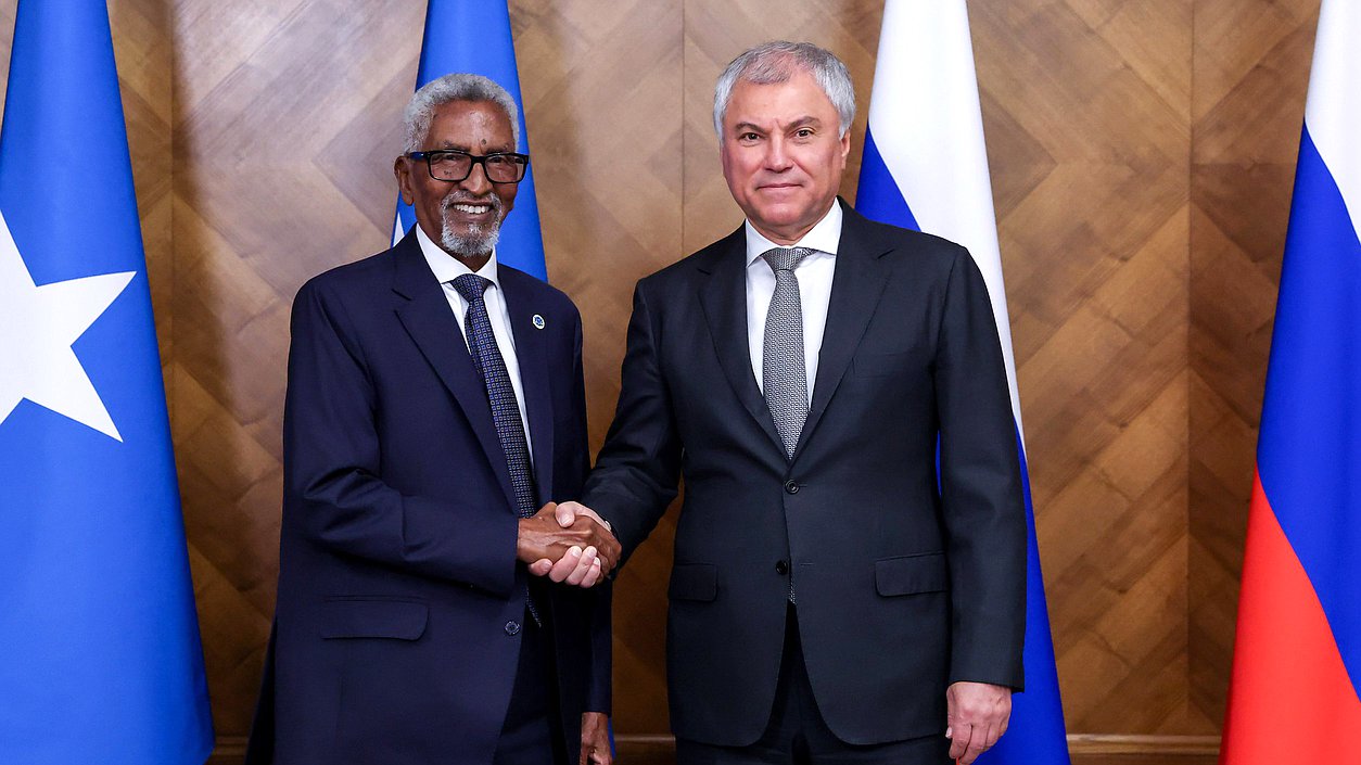 Chairman of the State Duma Vyacheslav Volodin and Speaker of the Senate of the Federal Parliament of the Federal Republic of Somalia Abdi Hashi Abdullahi