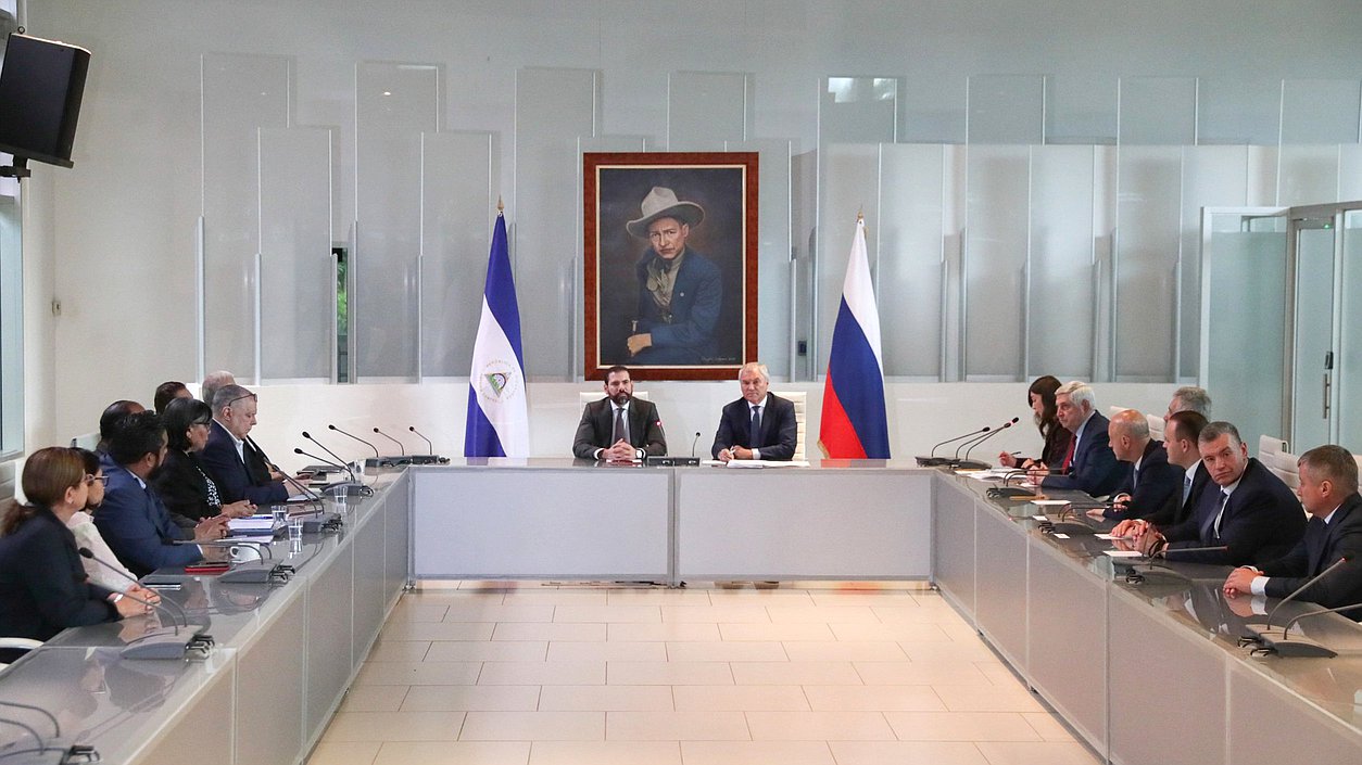 En Managua se celebró una reunión entre el Jefe de la Duma Estatal, Vyacheslav Volodin, y el Representante Especial del Presidente de la República de Nicaragua para el Desarrollo de las Relaciones con Rusia Laureano Facundo Ortega Murillo