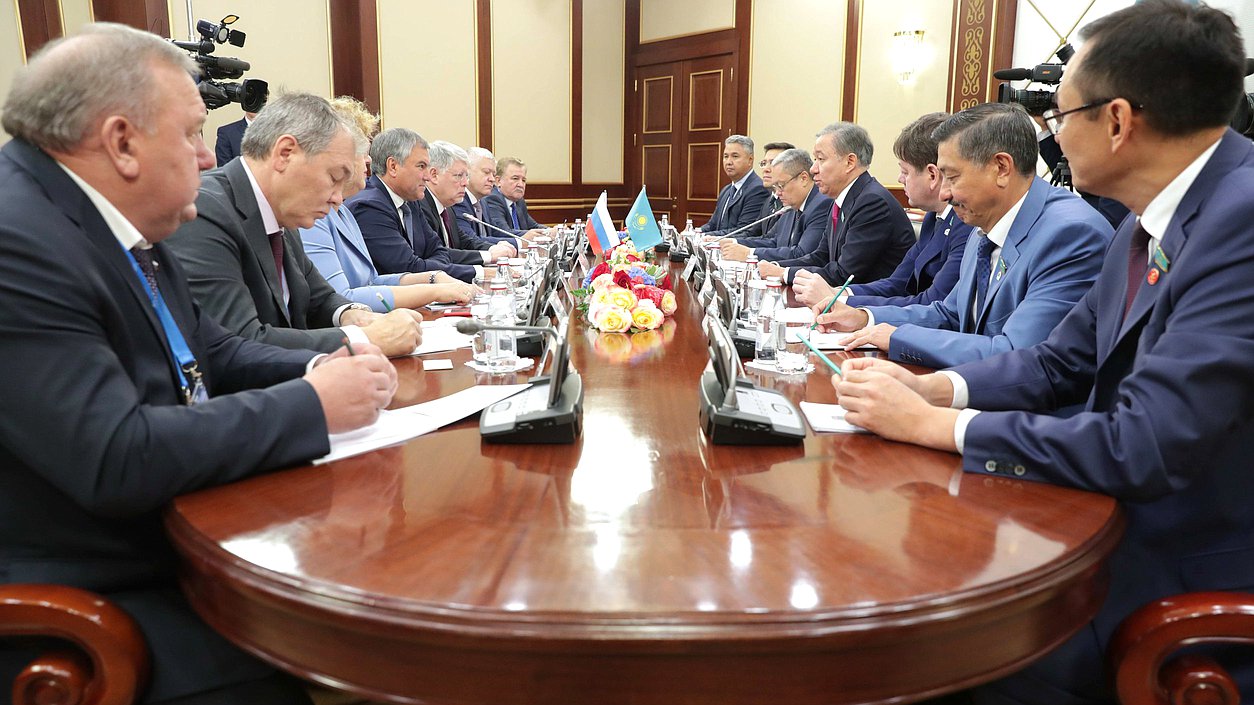 Meeting of Chairman of the State Duma Viacheslav Volodin and Chairman of the Mazhilis of the Parliament of the Republic of Kazakhstan Nurlan Nigmatulin