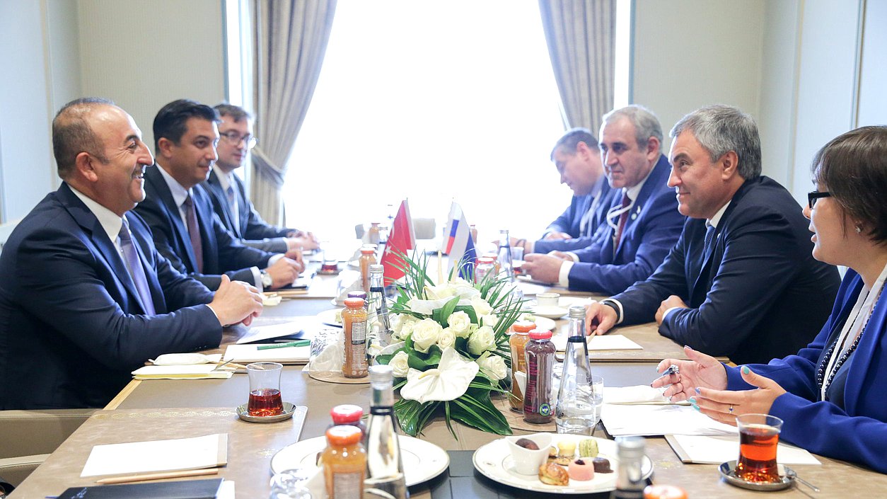 Chairman of the State Duma Viacheslav Volodin and Minister of Foreign Affairs of Turkey Mevlüt Çavuşoğlu