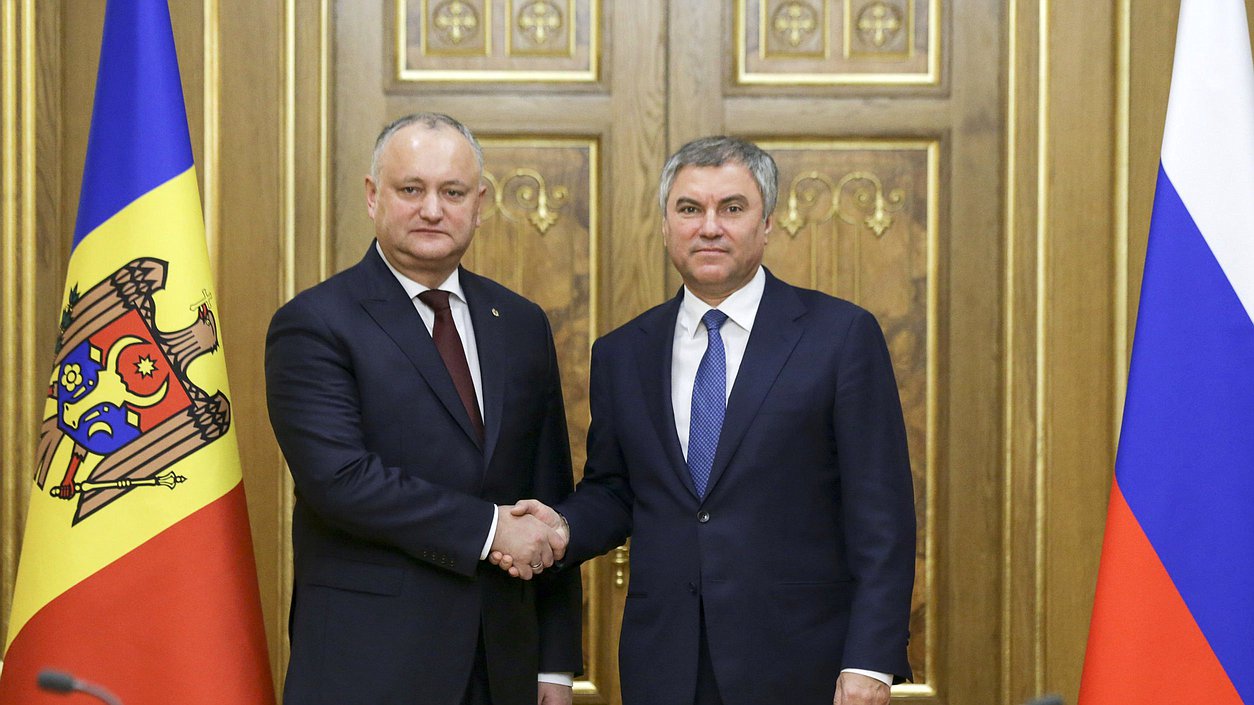 President of the Republic of Moldova Igor Dodon and Chairman of the State Duma Viacheslav Volodin