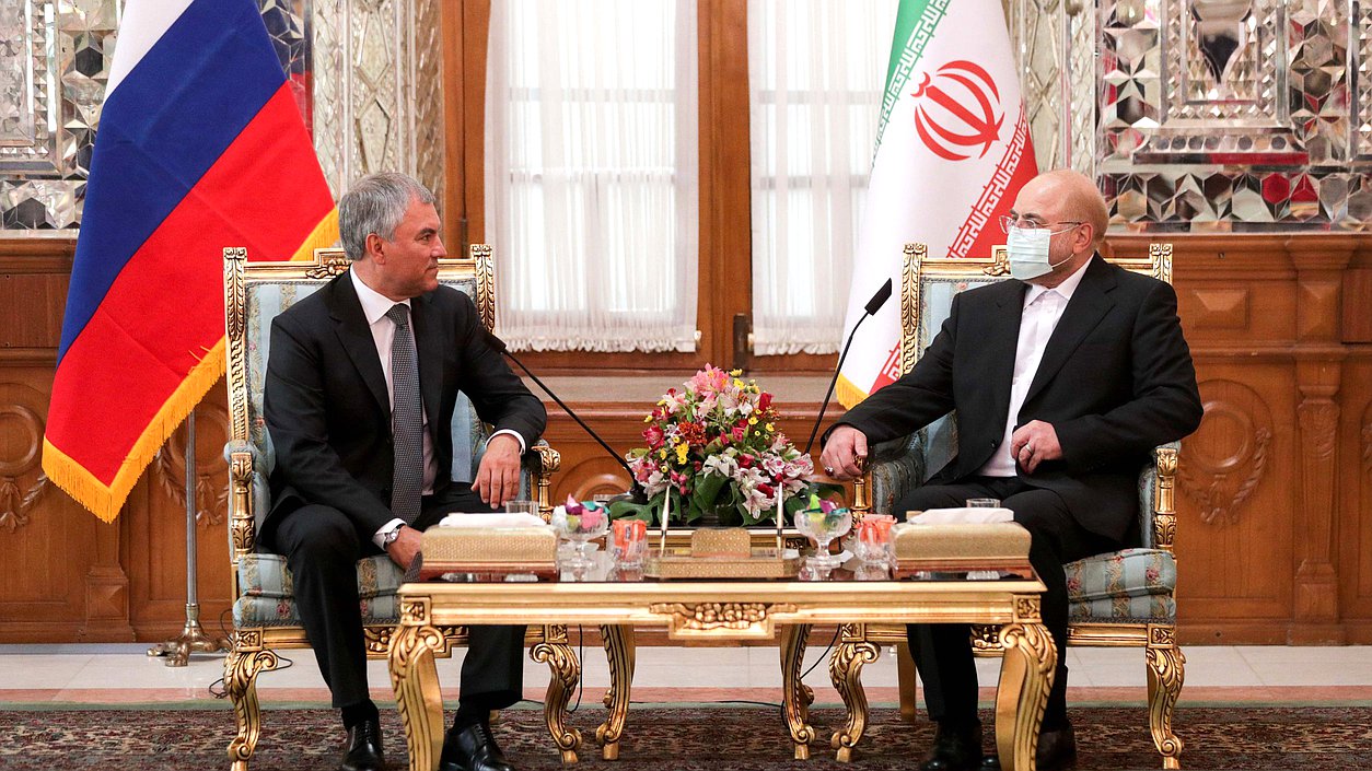 Chairman of the State Duma Viacheslav Volodin and Speaker of the Islamic Consultative Assembly of the Islamic Republic of Iran Mohammad Bagher Ghalibaf