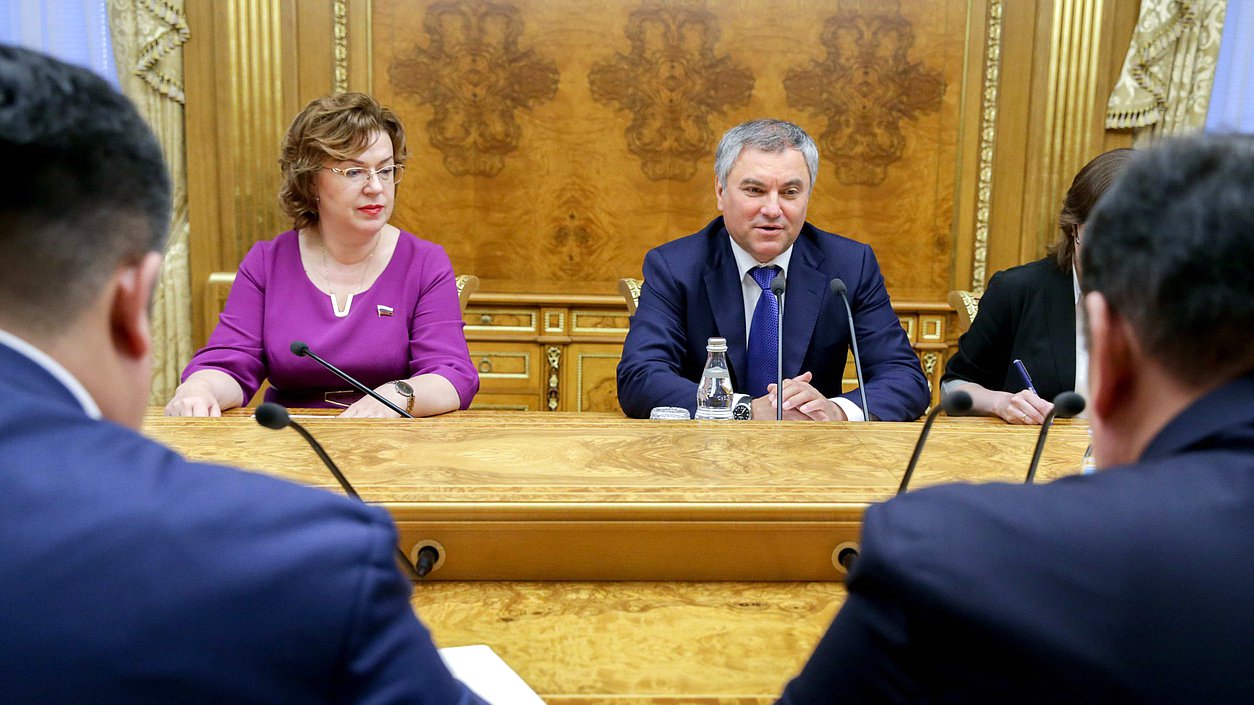 Chairman of the State Duma Viacheslav Volodin and Deputy Speaker of the State Duma Olga Epifanova