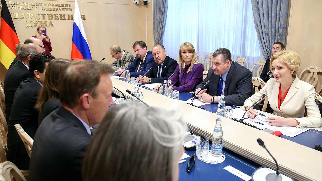 Meeting of Deputy Chairperson of the State Duma Irina Iarovaia and members of the ”friendship group“ of Russia and Germany with the delegation of the German Bundestag headed by Vice President Thomas Oppermann