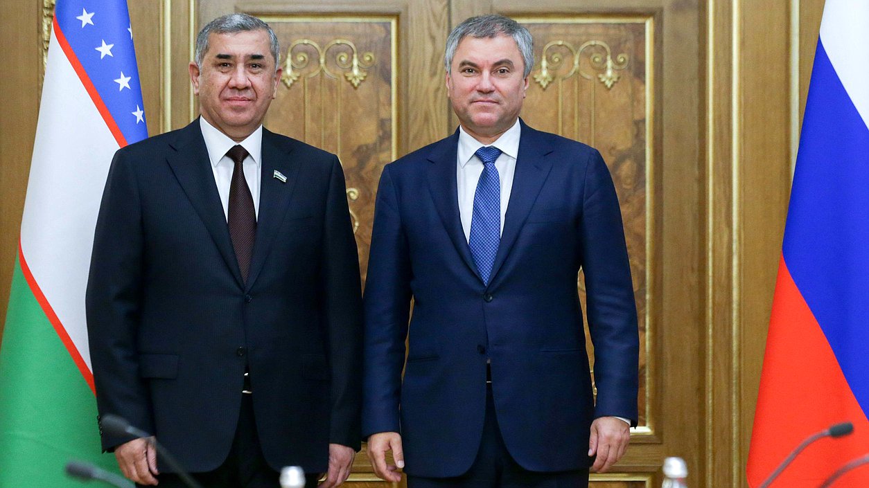 Chairman of the State Duma Viacheslav Volodin and Chairman of the Senate of the Oliy Majlis of the Republic of Uzbekistan Nigmatilla Yuldashev