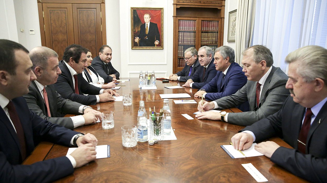 Working meeting of Chairman of the State Duma Viacheslav Volodin and leader of the Tsarukyan faction in the National Assembly of the Republic of Armenia Gagik Tsarukyan