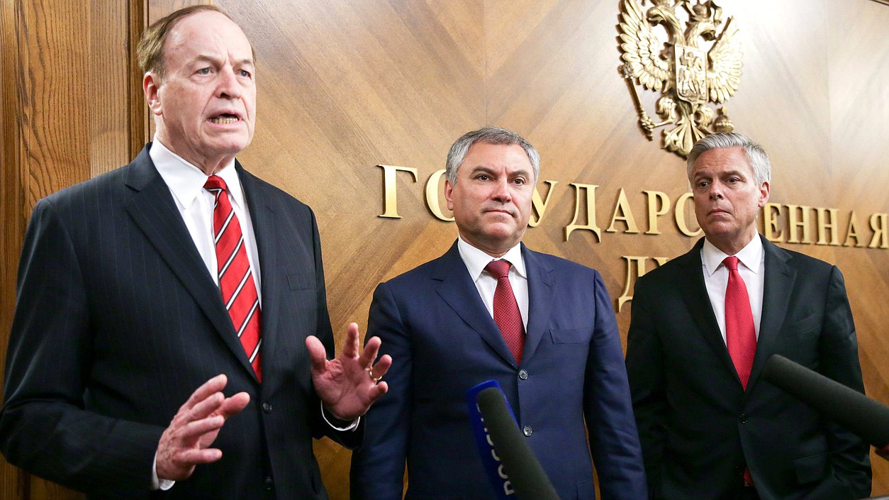 Chairman of the State Duma Viacheslav Volodin and Chairman of the US Congress Appropriations Committee Richard Shelby