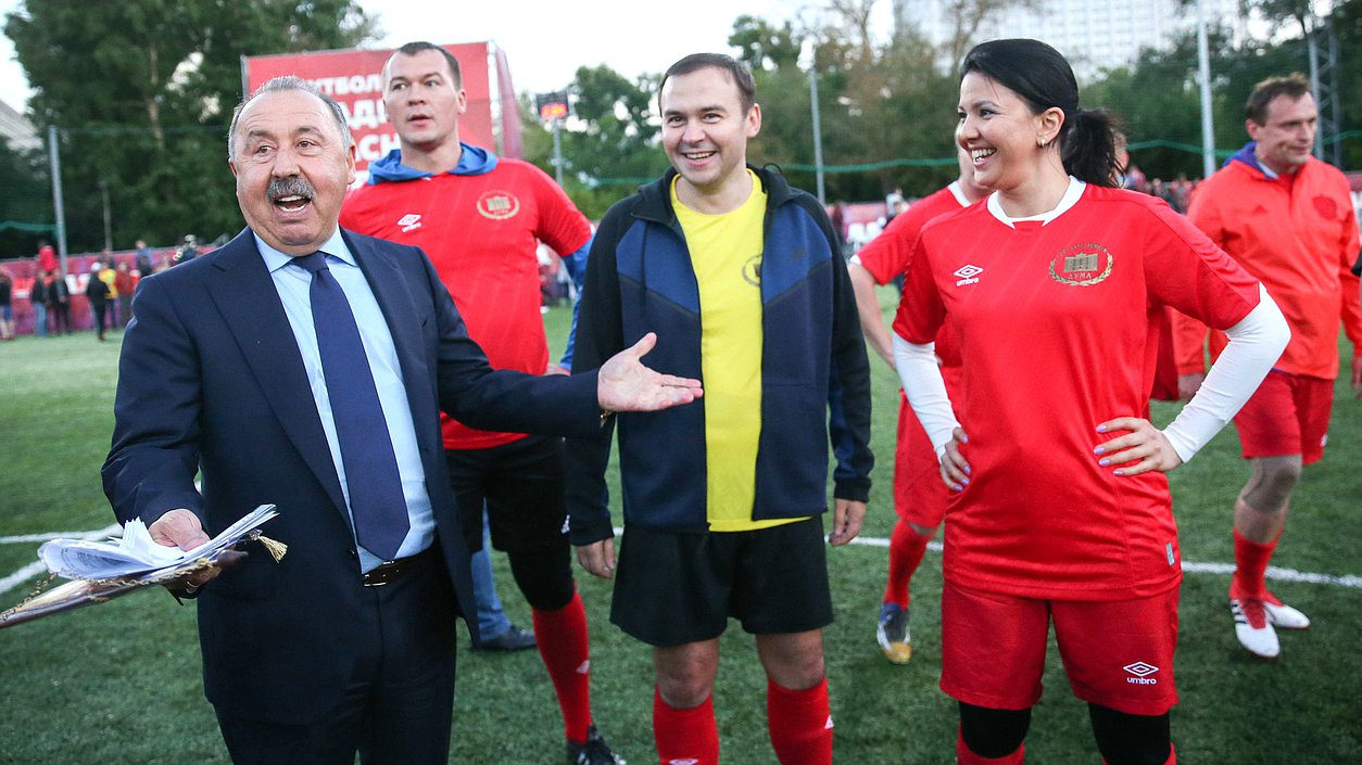 Deputy Chairman of the Committee on Physical Culture, Sports, Tourism, and Youth Valeriy Gazzaev and Member of the Committee on International Affairs Inga Iumasheva