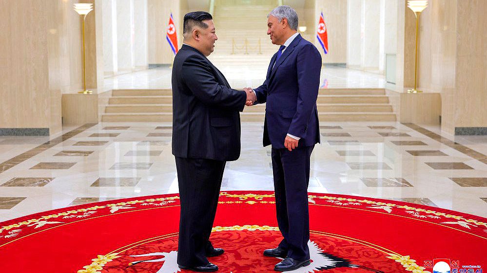 Meeting of Chairman of the State Duma Vyacheslav Volodin and Chairman of State Affairs of the Democratic People's Republic of Korea Kim Jong-un. Photo credit: KCNA