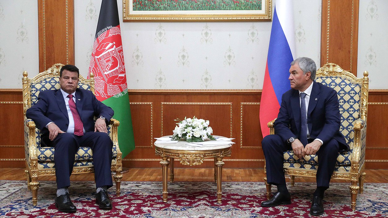 Chairman of the State Duma Viacheslav Volodin and Speaker of the House of the People of the National Assembly of the Islamic Republic of Afghanistan Mir Rahman Rahmani