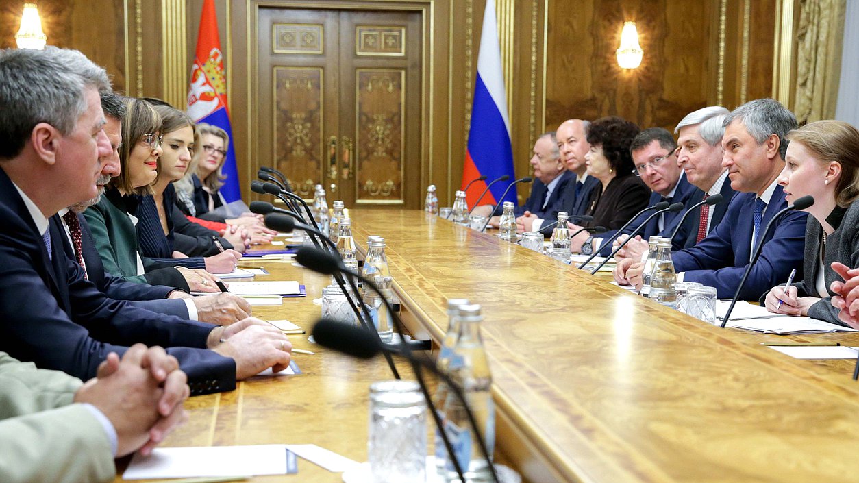 Meeting of Chairman of the State Duma Viacheslav Volodin and Chairwoman of the Narodna skupština of the Republic of Serbia Maja Gojković