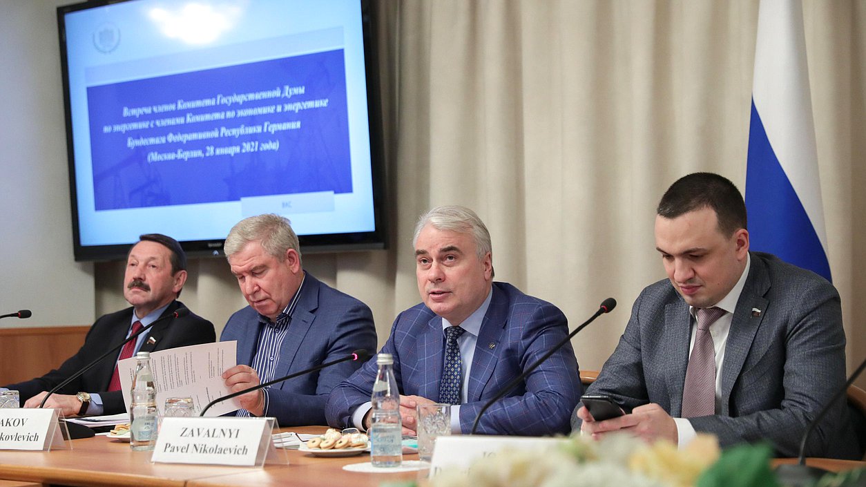 Chairman of the Committee on Energy Pavel Zavalnyi, First Deputy Chairman of the Committee Sergei Esiakov and members of the Committee Gennadii Skliar and Dmitrii Ionin