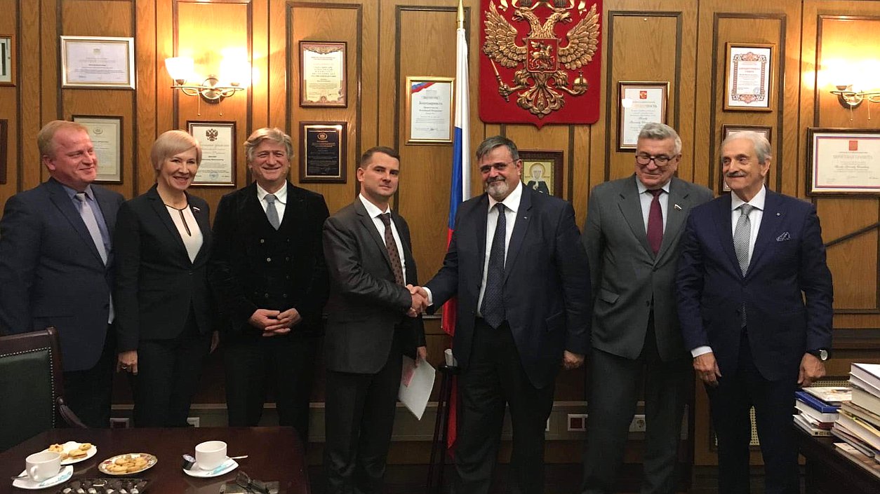 Iaroslav Nilov and delegation of Italian Trade Union Confederation General Union of Labour