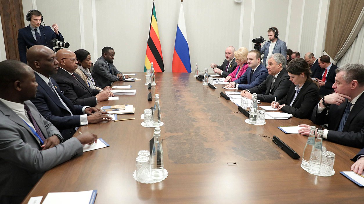 Meeting of Chairman of the State Duma Vyacheslav Volodin and Speaker of the National Assembly of the Republic of Zimbabwe Jacob Mudenda