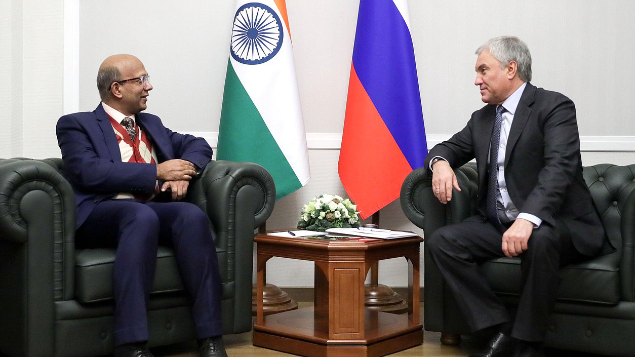 Chairman of the State Duma Vyacheslav Volodin and Chairman of the State Duma Vyacheslav Volodin held a working meeting with the Ambassador Extraordinary and Plenipotentiary of India to the Russian Federation Vinay Kumar