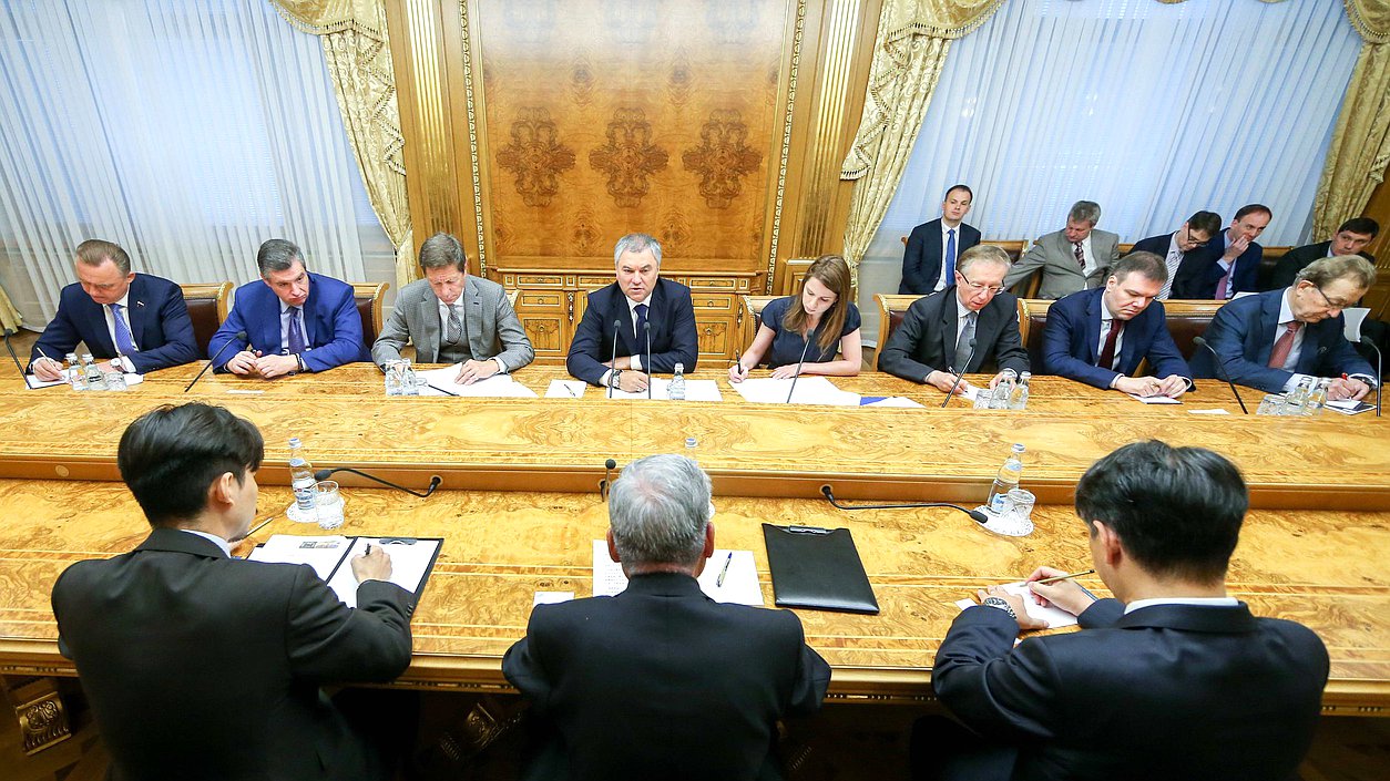 Meeting of Chairman of the State Duma Viacheslav Volodin with Chairman of the House of Councilors of the Japanese Parliament Chūichi Date