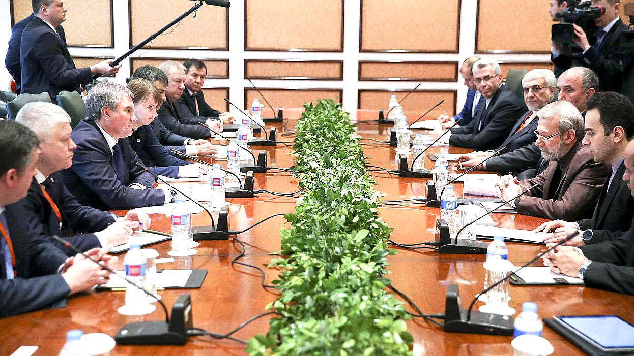 Meeting of Chairman of the State Duma Viacheslav Volodin and Chairman of the Islamic Consultative Assembly of the Islamic Republic of Iran Ali Larijani. Pakistan, 24 December 2017