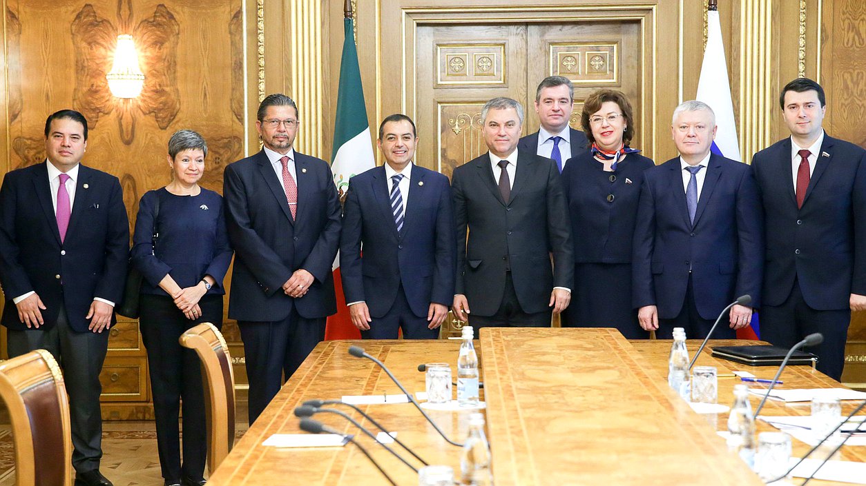 Meeting of Chairman of the State Duma Viacheslav Volodin with President of Chamber of Senators of the General Congress of the United Mexican States Ernesto Cordero Arroyo