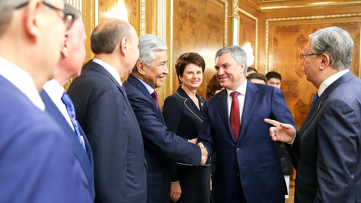 Chairman of the State Duma Viacheslav Volodin and Chairman of the Senate of Kazakhstan Kassym-Jomart Tokayev