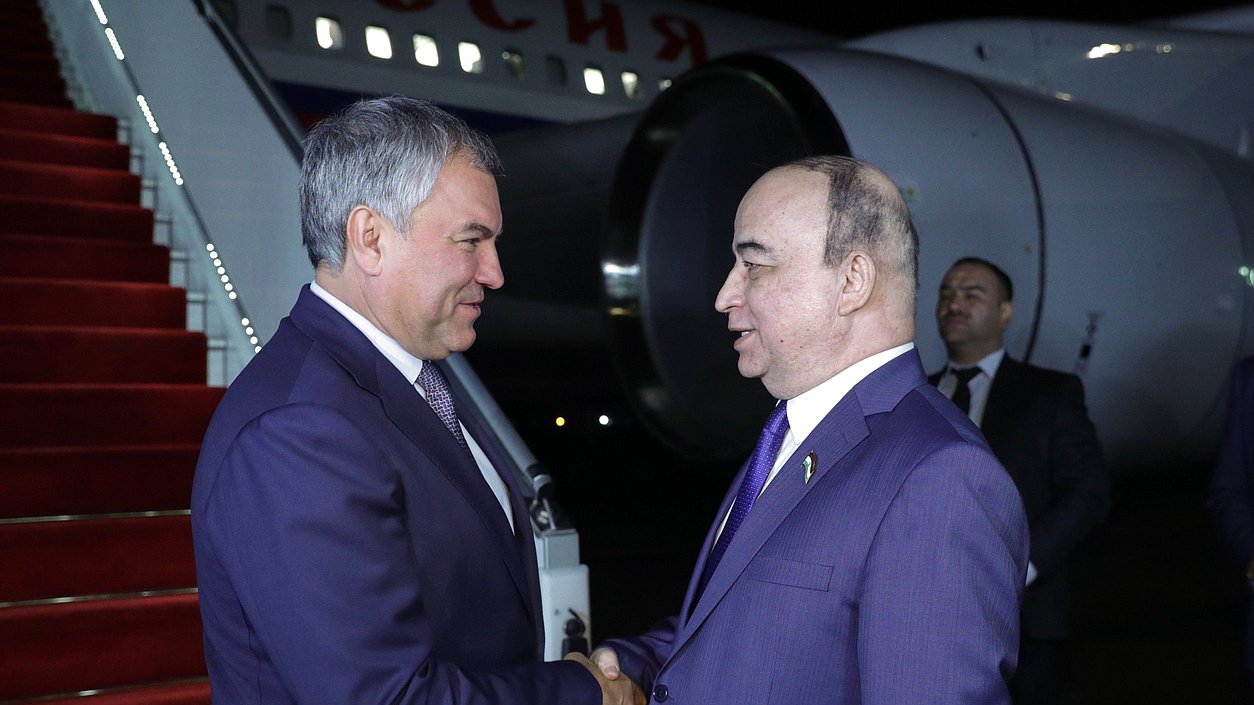 Chairman of the State Duma Viacheslav Volodin and Chairman of the Majlisi namoyandagon of Majlisi Oli Shukurjon Zuhurov