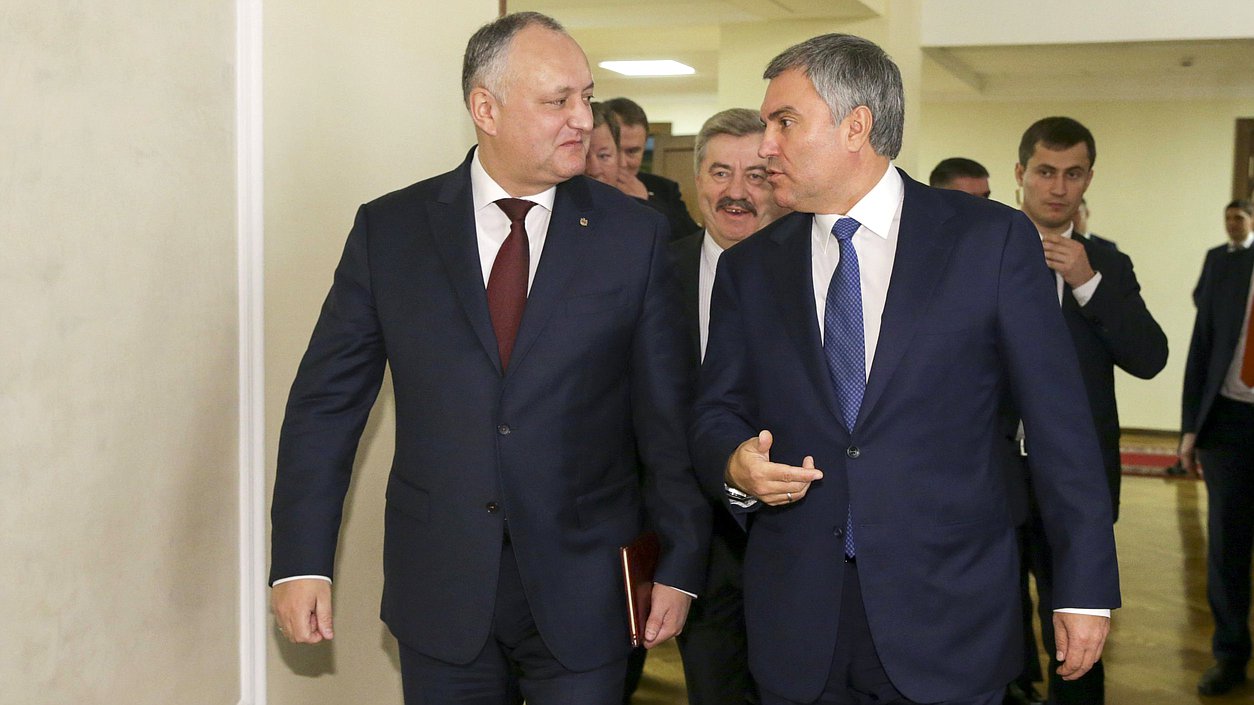 President of the Republic of Moldova Igor Dodon and Chairman of the State Duma Viacheslav Volodin