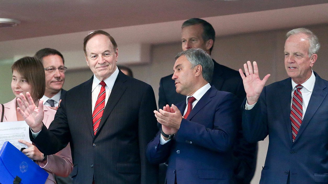 Chairman of the State Duma Viacheslav Volodin and Chairman of the US Congress Appropriations Committee Richard Shelby