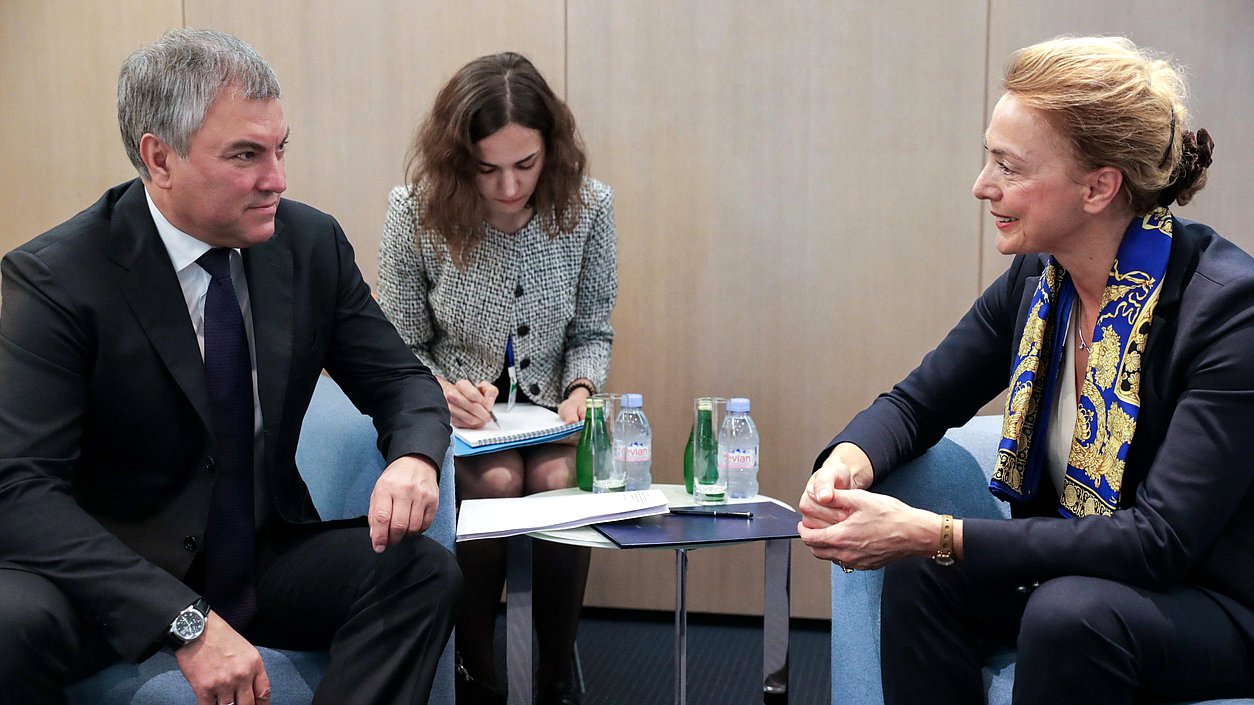 Chairman of the State Duma Viacheslav Volodin and Secretary General of the Council of Europe Marija Pejčinović Burić