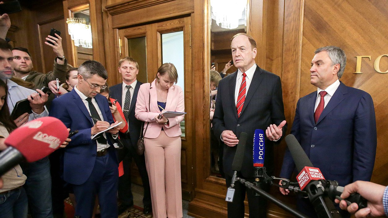 Chairman of the State Duma Viacheslav Volodin and Chairman of the US Congress Appropriations Committee Richard Shelby