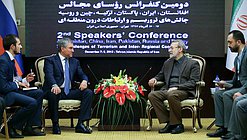 Chairman of the State Duma Viacheslav Volodin and Chairman of the Islamic Consultative Assembly of the Islamic Republic of Iran Ali Ardashir Larijani