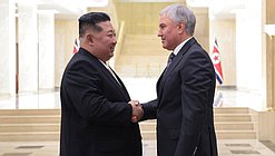 Chairman of the State Duma Vyacheslav Volodin and Chairman of State Affairs of the Democratic People's Republic of Korea Kim Jong-un