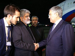 Deputy Speaker of the National Consultative Assembly of the Islamic Republic of Iran Ali Motahari and Chairman of the State Duma Viacheslav Volodin