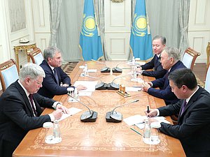 Meeting of Chairman of the State Duma Viacheslav Volodin and First President of the Republic of Kazakhstan Nursultan Nazarbayev