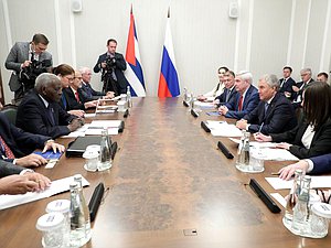 Reunión del Jefe de la Duma Estatal, Vyacheslav Volodin, con el Presidente de la Asamblea Nacional del Poder Popular y del Consejo de Estado de la República de Cuba, Esteban Lazo Hernández