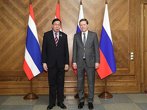 First Deputy Chairman of the State Duma Alexander Zhukov and President of the Senate of the National Assembly of the Kingdom of Thailand Pornpetch Wichitcholchai